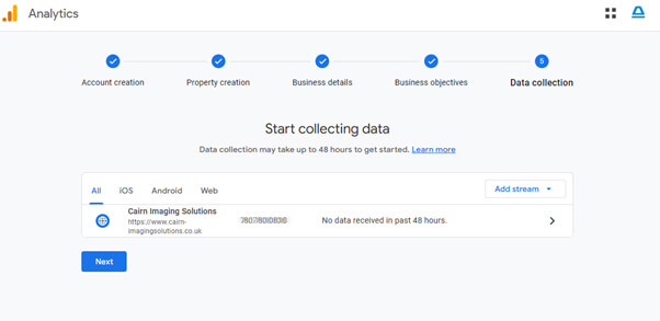 Finish Set Up In GA4