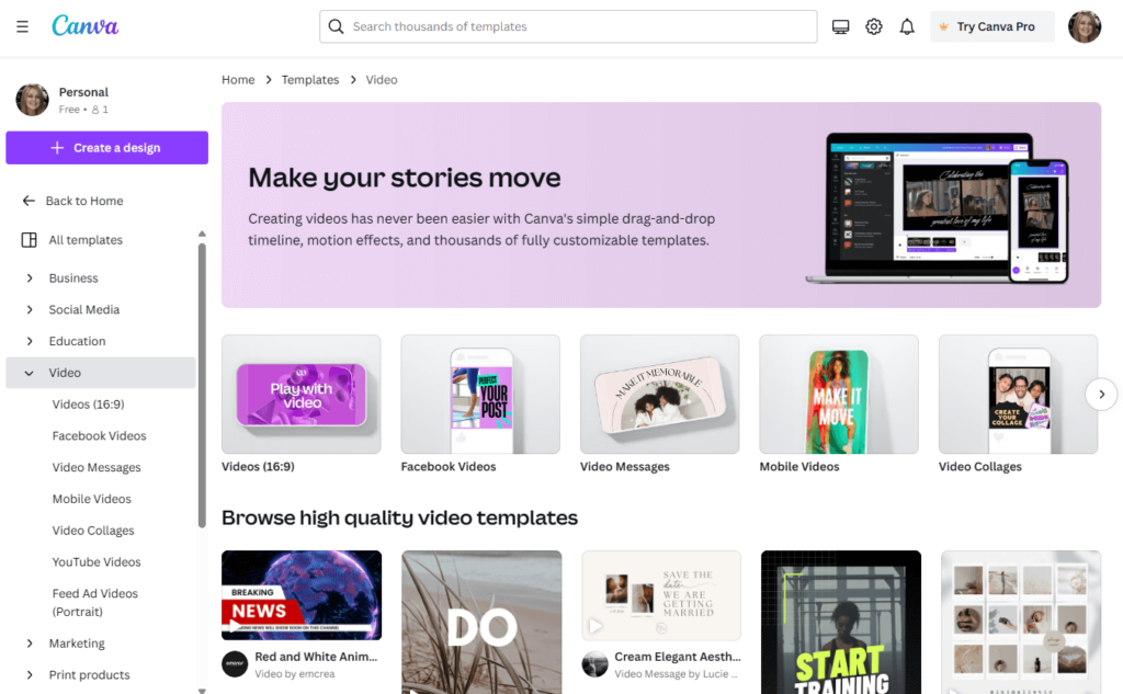 Free Video Editing Software - Canva