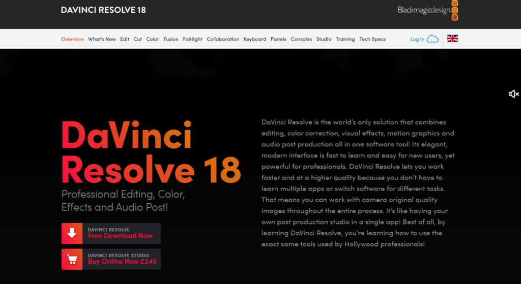 Free Video Editing Software - DaVinci Resolve 18
